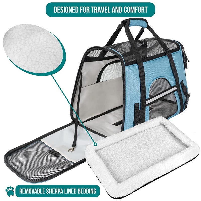 PetAmi Airline Approved Pet Carrier for Cat, Soft Sided Dog Carrier for Small Dogs, Cat Travel Supplies Accessories for Indoor Cats, Ventilated Pet Carrying Bag Medium Large Kitten Puppy, Small Blue - Image 4